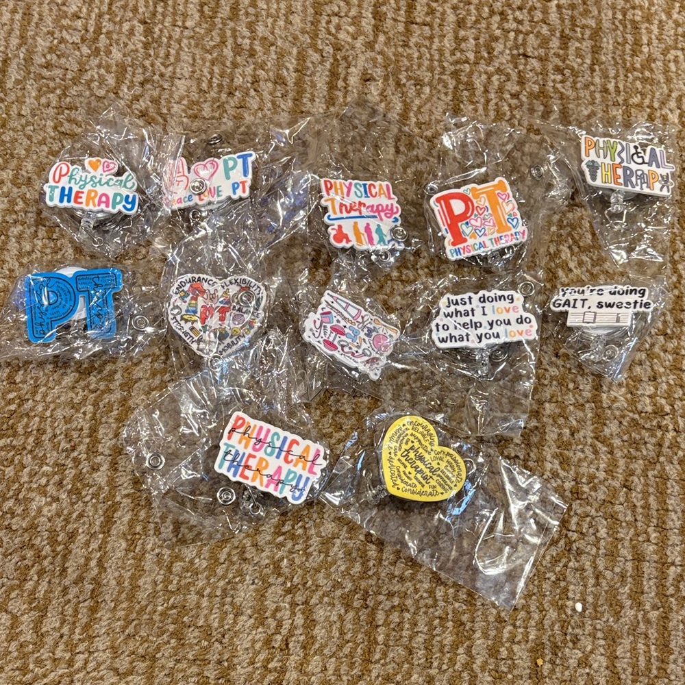 Physical Therapy badge reels- set of 12. New in bag